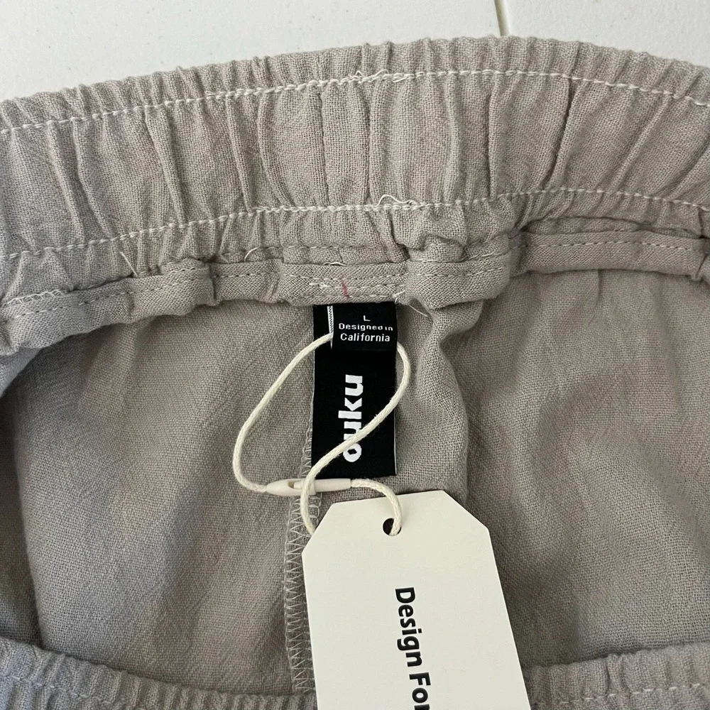 Ouku Pants Men's Size L Gray Cotton Straight Leg 100% Cotton‎ Relaxed New NWT